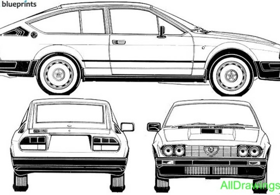 Alfa Romeo GTV6 Coupe (1986) (Альфа Ромео ГТВ6 Купе (1986)) - чертежи (рисунки) автомобиля